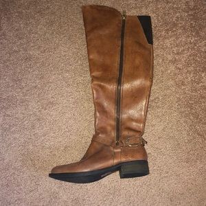 Tan Steve Madden over the knee suede boots